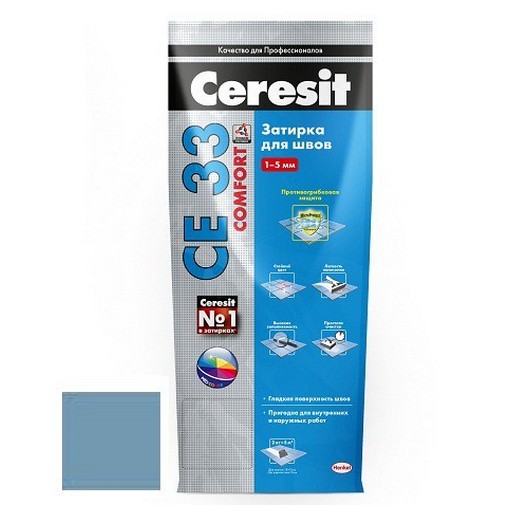 Затирка для узких швов Ceresit СЕ33 Comfort серо-голубая 2 кг